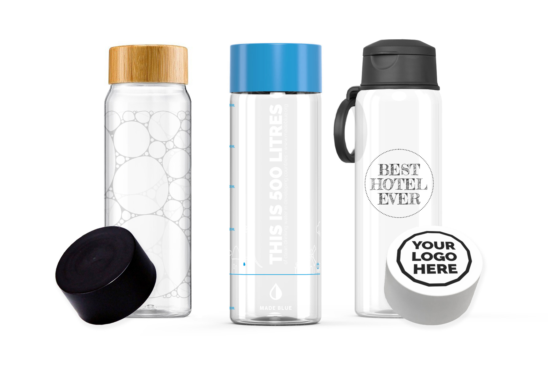 Clear Water Bottles Packaging Mockup By INC Design Studio