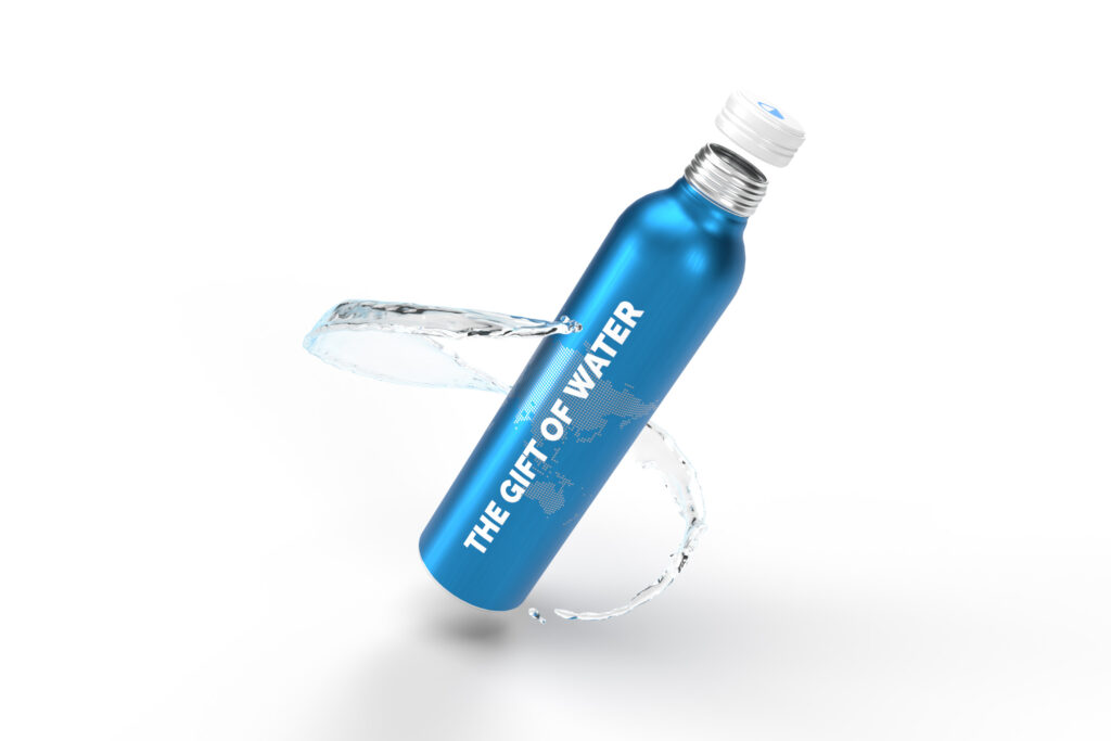 aluminium bottle made blue hero