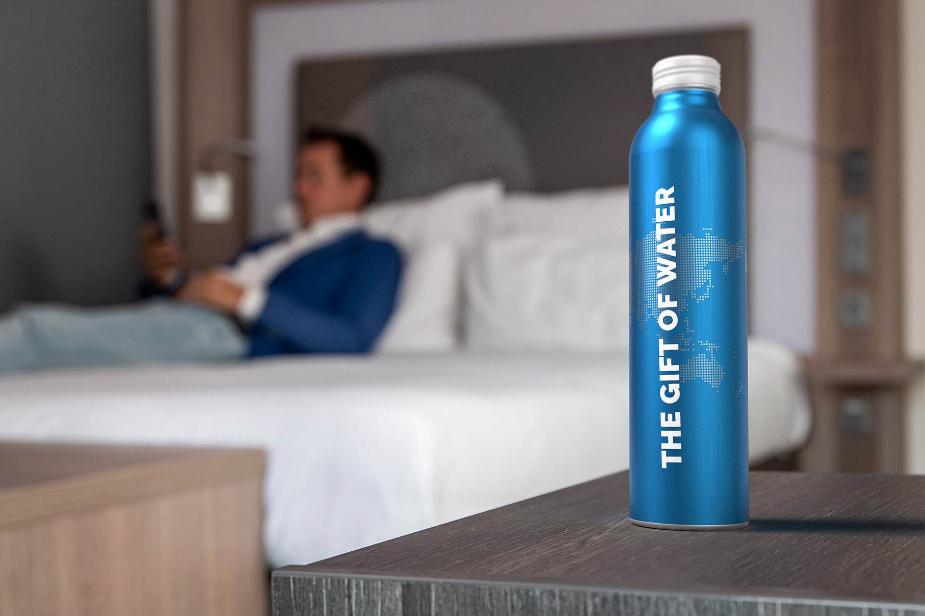 aluminium bottle made blue hotel