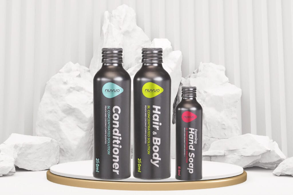 Nuvuo 3 Bottles white rock background kopie