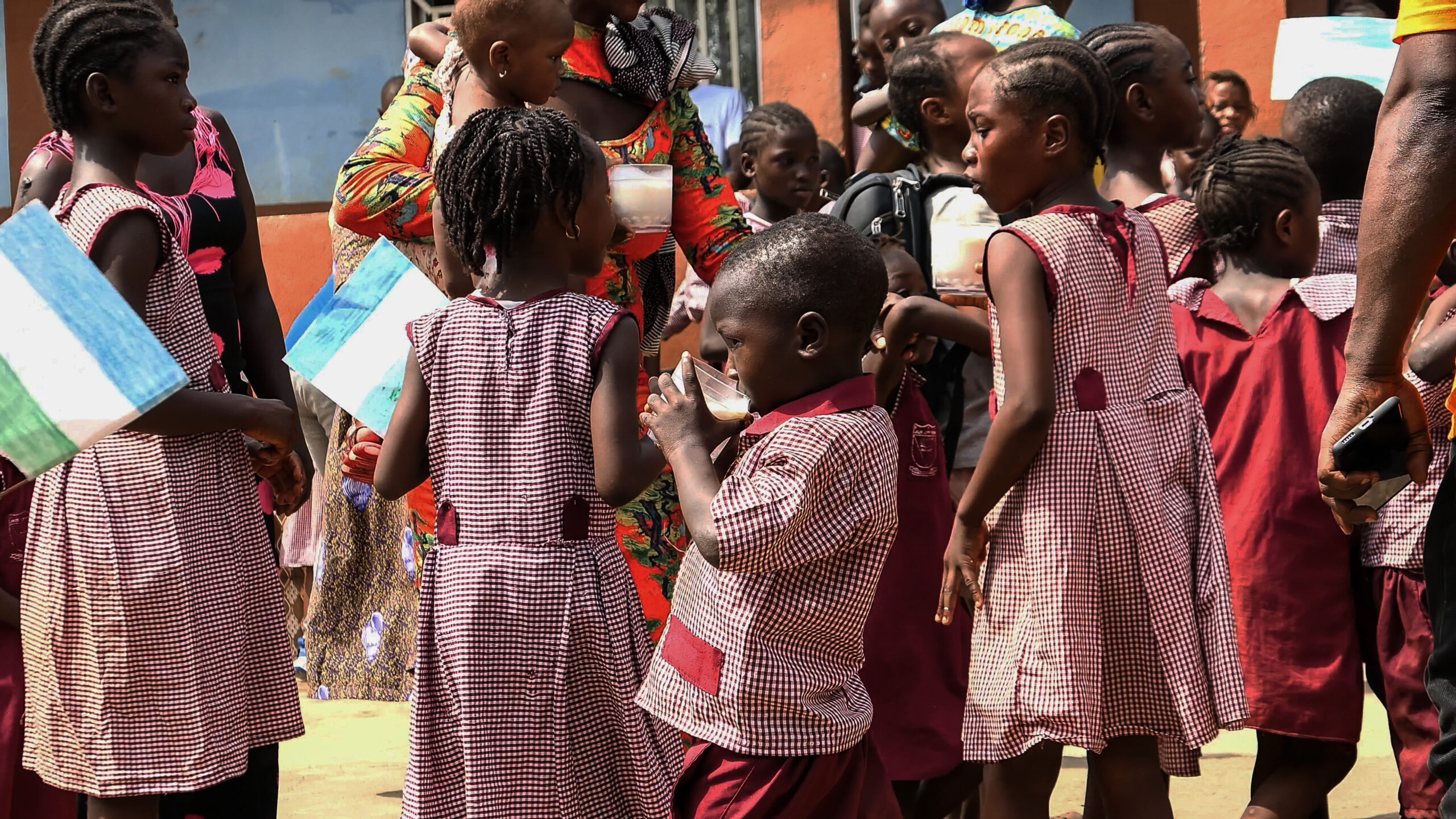 Milk in school Freetown Sierra Leone