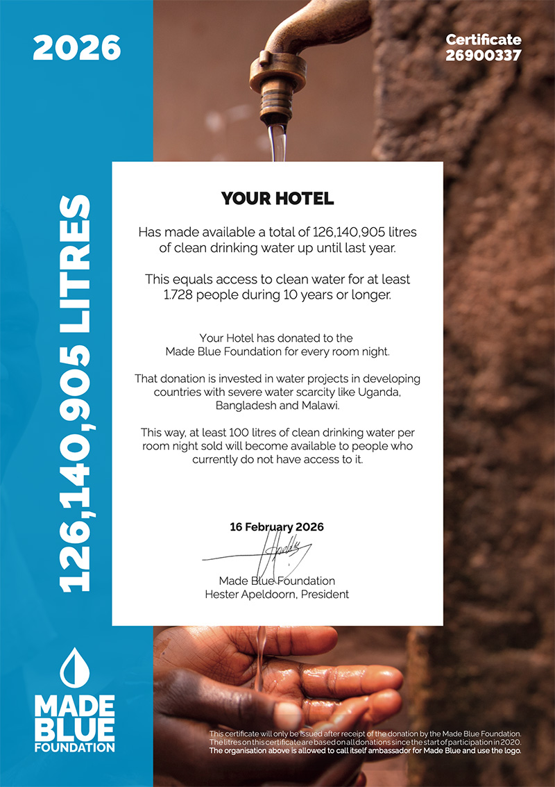 Made Blue certificate hotel